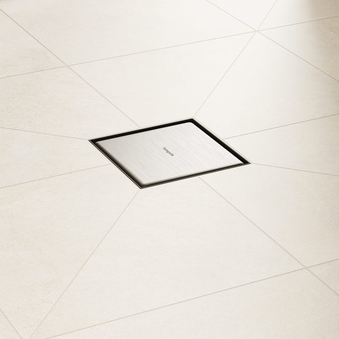 hansgrohe RainDrain Brilliance Point Drain Set 6"x 6" Trim Tileable Rear Cover and Rough