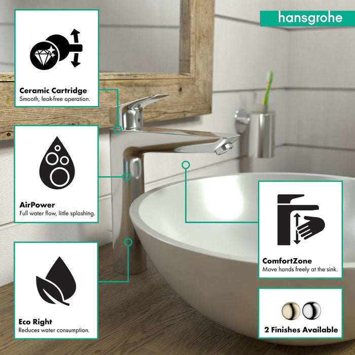 hansgrohe Logis Single-Hole Faucet 190 with Pop-Up Drain, 1.2 GPM, chrome - view 3