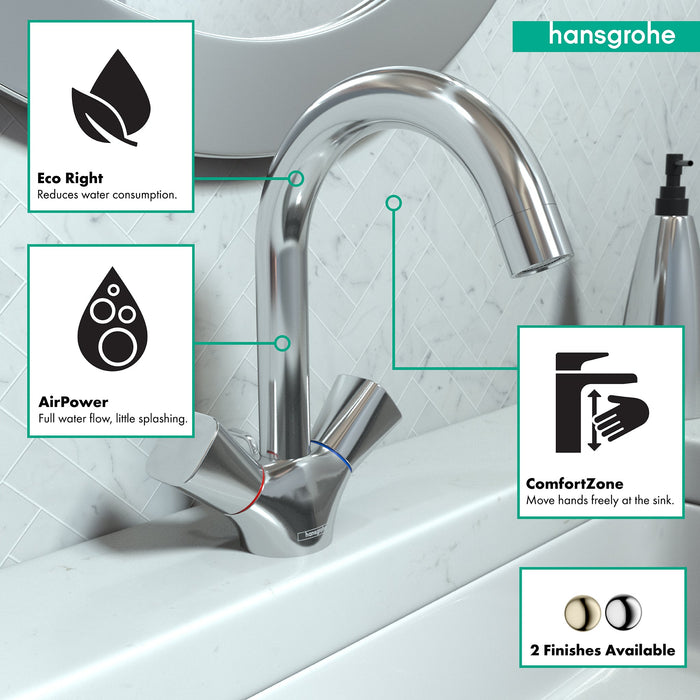 hansgrohe Logis Single-Hole Faucet 150 with Swivel Spout and Pop-Up Drain, 1.2 GPM, chrome - view 3