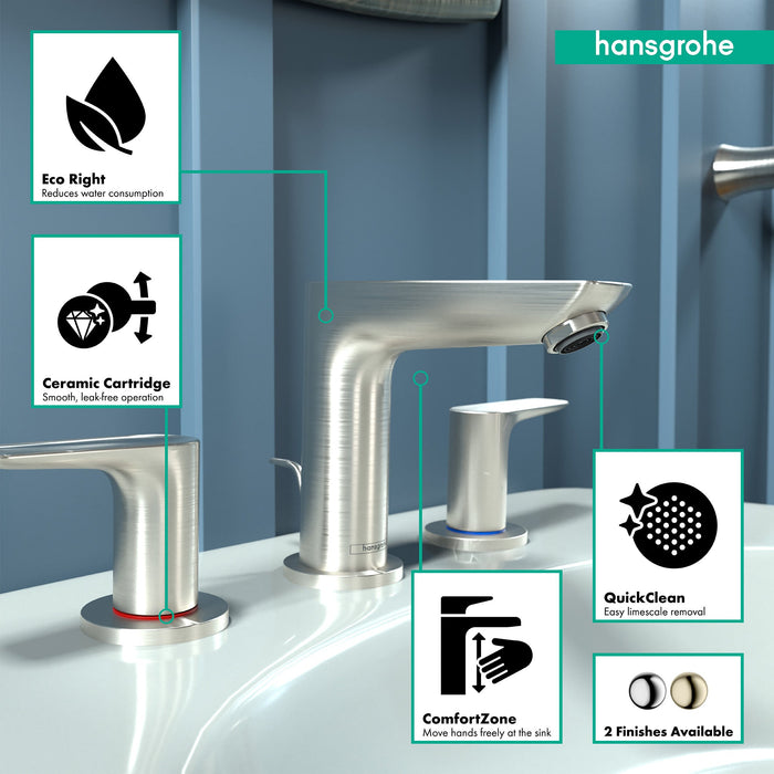 hansgrohe Talis E Widespread Faucet 150 with Pop-Up Drain, 1.2 GPM, brushed nickel - view 3