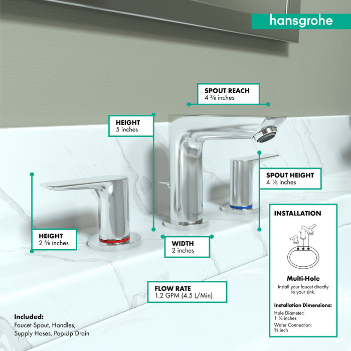 hansgrohe Talis E Widespread Faucet 150 with Pop-Up Drain, 1.2 GPM, chrome - view 4