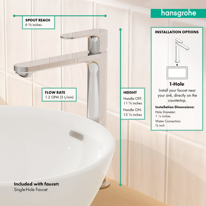 hansgrohe Rebris S Single-Hole Faucet 240, 1.2 GPM, chrome - view 3