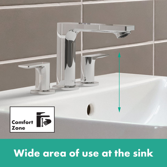 hansgrohe Rebris E Widespread Faucet 110 with Pop-Up Drain, 1.2 GPM, brushed nickel - view 3