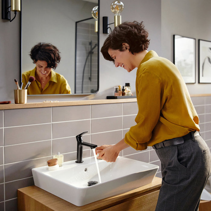 hansgrohe Rebris E Single-Hole Faucet 110 with Pop-Up Drain, 1.2 GPM