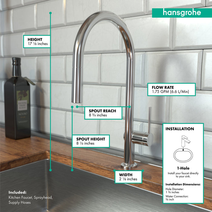 hansgrohe Talis N HighArc Kitchen Faucet, O-Style 2-Spray Pull-Down, 1.75 GPM, chrome - view 4