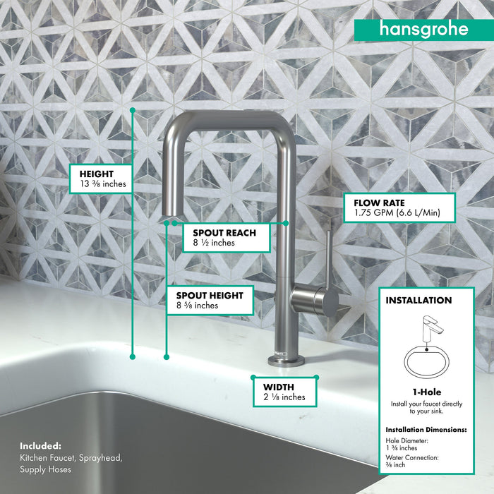 hansgrohe Talis N Kitchen Faucet, U-Style 1-Spray, 1.75 GPM, brushed black chrome - view 4