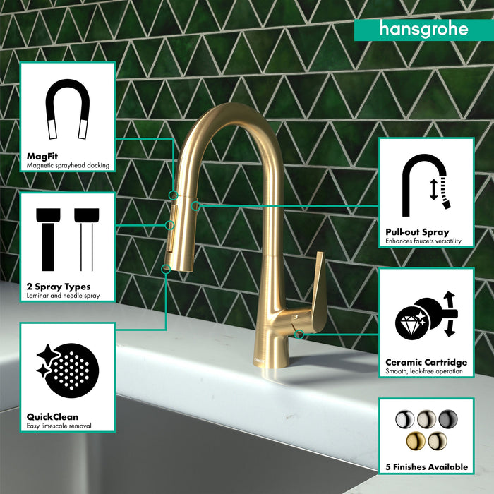 hansgrohe Talis S Prep Kitchen Faucet, 2-Spray Pull-Down, 1.75 GPM, brushed gold optic - view 3