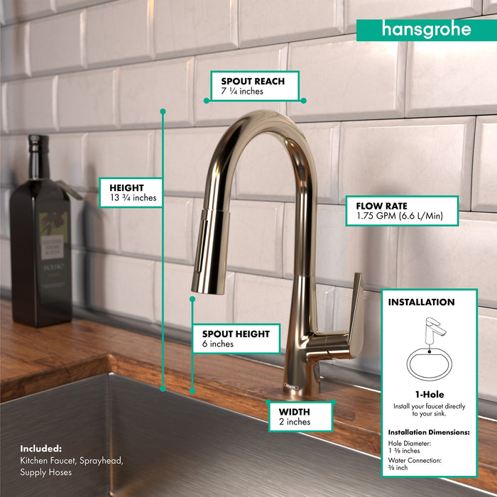 hansgrohe Talis S Prep Kitchen Faucet, 2-Spray Pull-Down, 1.75 GPM, polished nickel - view 4