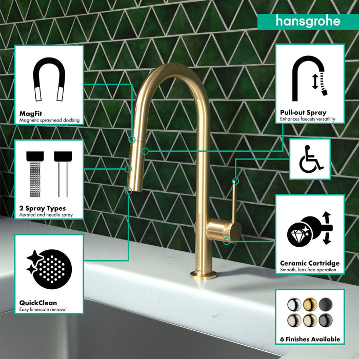 hansgrohe Talis N HighArc Kitchen Faucet, A-Style 2-Spray Pull-Down, 1.75 GPM