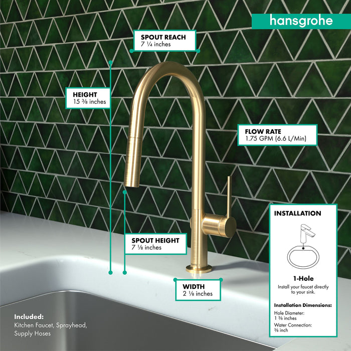 hansgrohe Talis N HighArc Kitchen Faucet, A-Style 2-Spray Pull-Down, 1.75 GPM