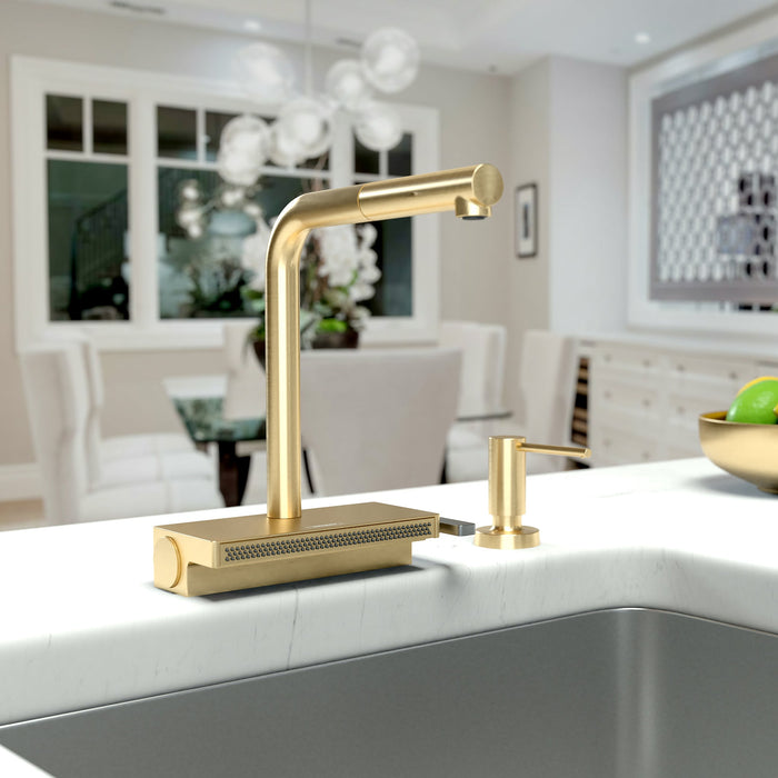 hansgrohe Aquno Select Kitchen Faucet, 2-Spray Pull-Out, 1.75 GPM, brushed gold optic - view 2