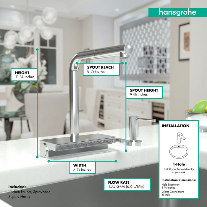 hansgrohe Aquno Select Kitchen Faucet, 2-Spray Pull-Out, 1.75 GPM, chrome - view 4