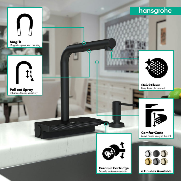 hansgrohe Aquno Select Kitchen Faucet, 2-Spray Pull-Out, 1.75 GPM, matte black - view 3
