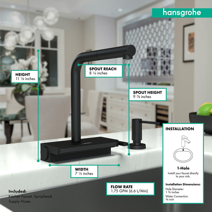 hansgrohe Aquno Select Kitchen Faucet, 2-Spray Pull-Out, 1.75 GPM, matte black - view 4