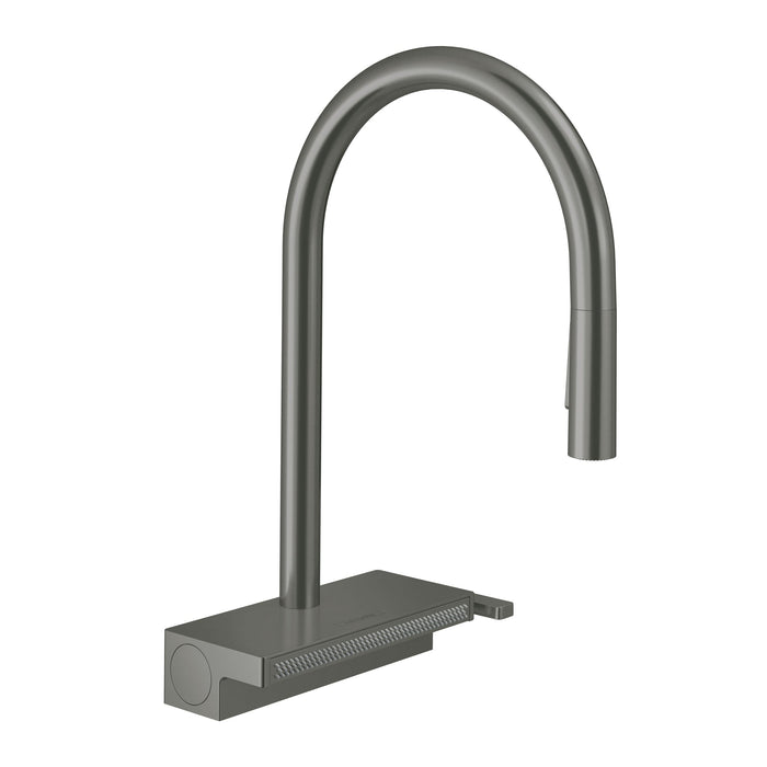 hansgrohe Aquno Select HighArc Kitchen Faucet, 3-Spray Pull-Down, 1.75 GPM, brushed black chrome