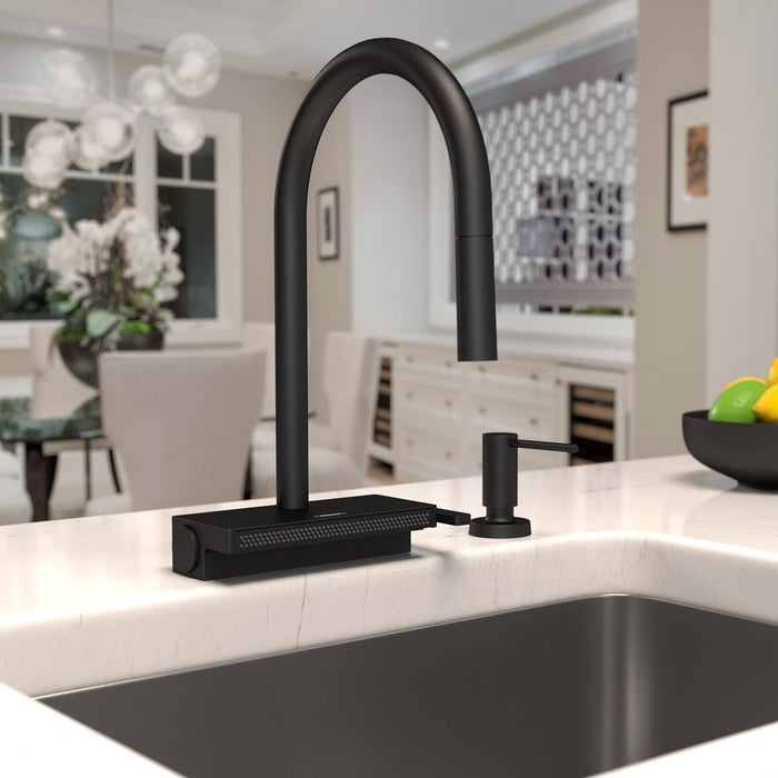 hansgrohe Aquno Select HighArc Kitchen Faucet, 3-Spray Pull-Down, 1.75 GPM, matte black - view 2