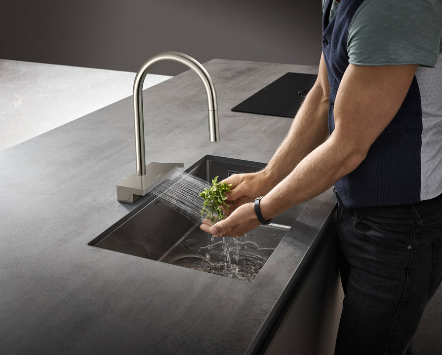 hansgrohe Aquno Select HighArc Kitchen Faucet, 3-Spray Pull-Down, 1.75 GPM, stainless steel optic - view 5