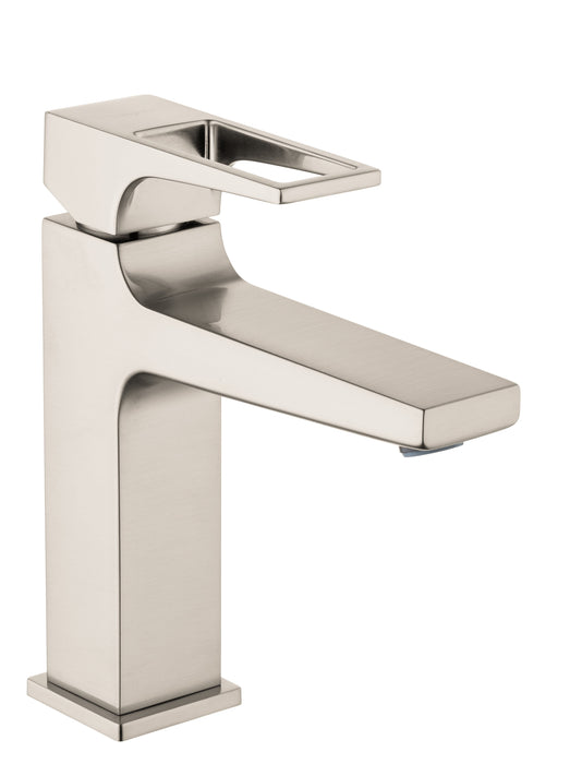 hansgrohe Metropol Single-Hole Faucet 110 with Loop Handle and Pop-Up Drain, 1.2 GPM, brushed nickel