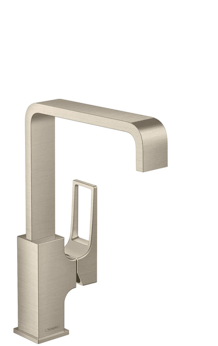 hansgrohe Metropol Single-Hole Faucet 230 with Loop Handle and Swivel Spout, 1.2 GPM, brushed nickel