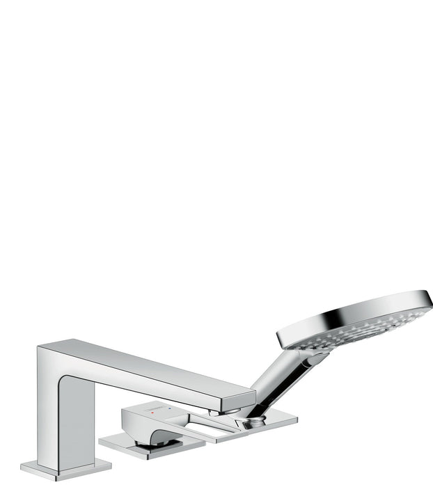 hansgrohe Metropol 3-Hole Roman Tub Set Trim with Loop Handle and 1.75 GPM Handshower, chrome