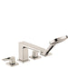 hansgrohe Metropol 4-Hole Roman Tub Set Trim with Loop Handles and 1.75 GPM Handshower, brushed nickel