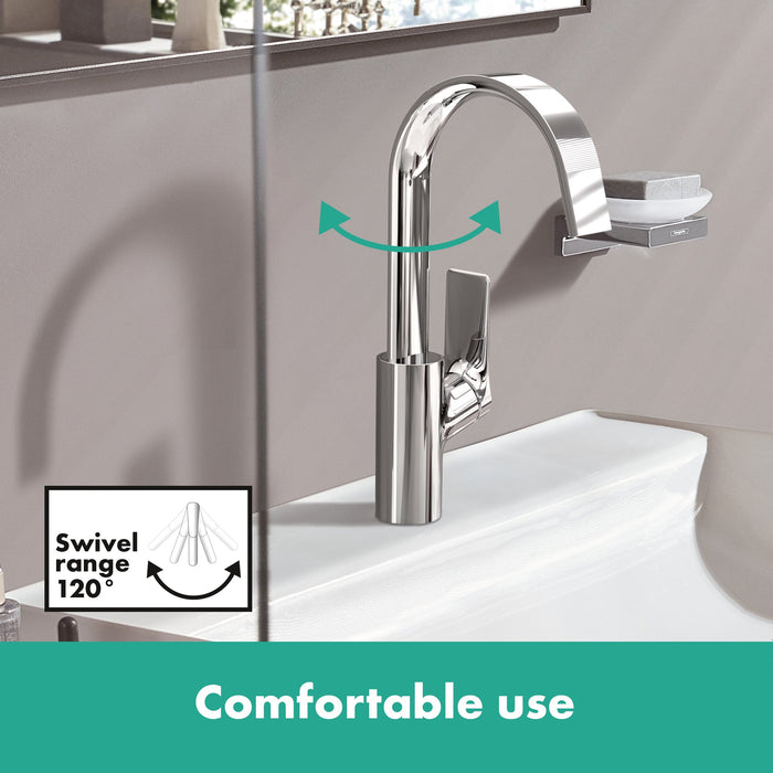 hansgrohe Vivenis Single-hole Faucet 210 with Swivel Spout and Pop-Up Drain, 1.2 GPM, chrome - view 4