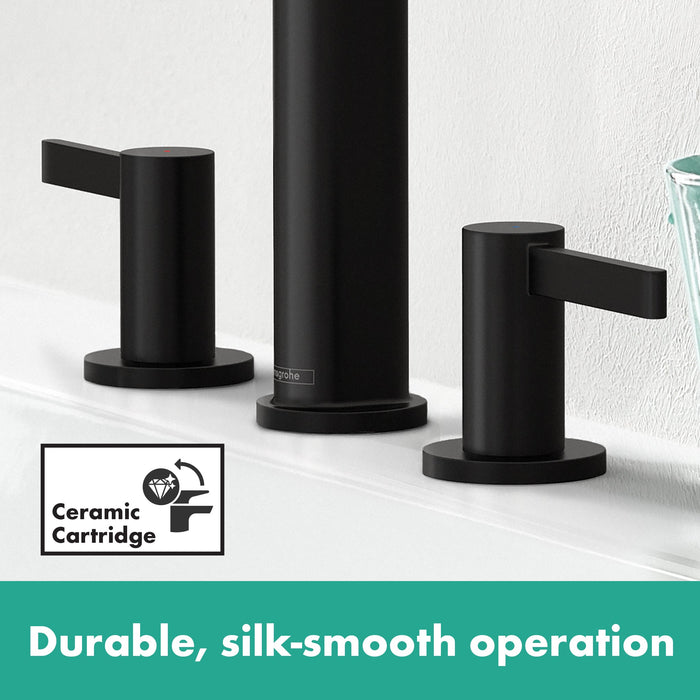 hansgrohe Finoris Wide-spread Faucet 110 with Pop-up Drain, 1.2 GPM, matte black - view 4