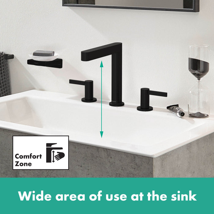 hansgrohe Finoris Wide-spread Faucet 160 with Pop-up Drain, 1.2 GPM, matte black - view 3