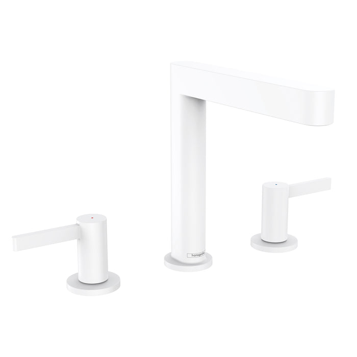 hansgrohe Finoris Wide-spread Faucet 160 with Pop-up Drain, 1.2 GPM, matte white