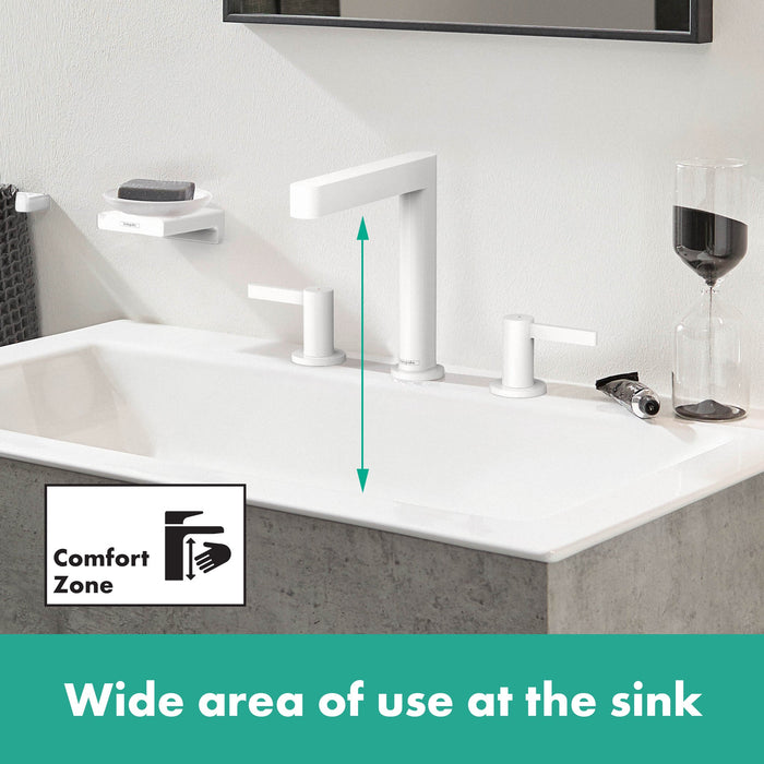 hansgrohe Finoris Wide-spread Faucet 160 with Pop-up Drain, 1.2 GPM, matte white - view 3