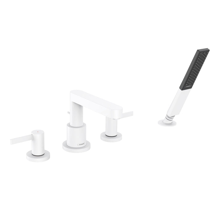 hansgrohe Finoris 4-Hole Roman Tub Set Trim with 1.75 GPM Handshower, matte white