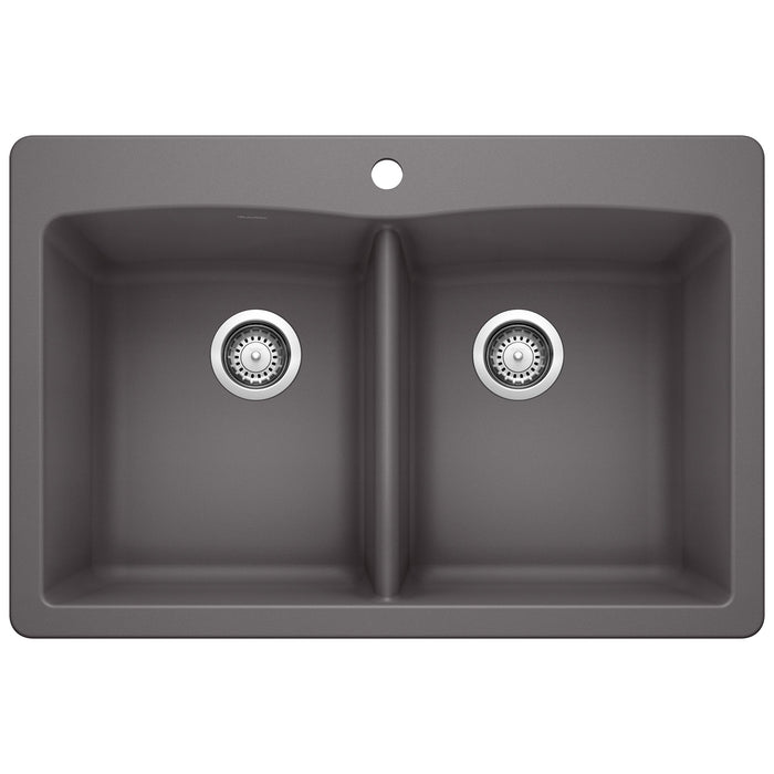 BLANCO 441466 Diamond Equal Double Dual Mount Kitchen Sink - Cinder