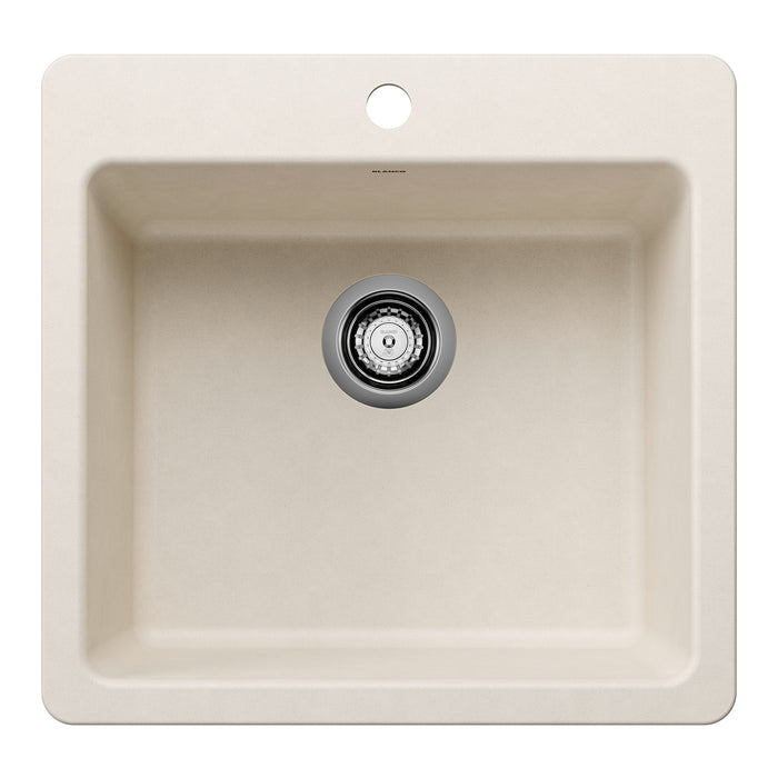 BLANCO Liven SILGRANIT 21" Single Bowl Dual Mount Kitchen Sink - Soft White