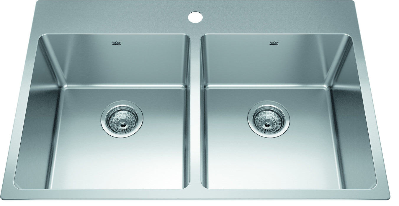 Kindred Brookmore Drop-In Double Bowl 32.88 x 22 in Stainless Steel Kitchen Sink