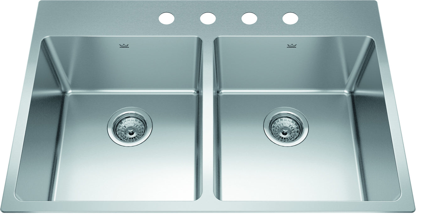 Kindred Brookmore Drop-In Double Bowl 32.88 x 22 in Stainless Steel Kitchen Sink