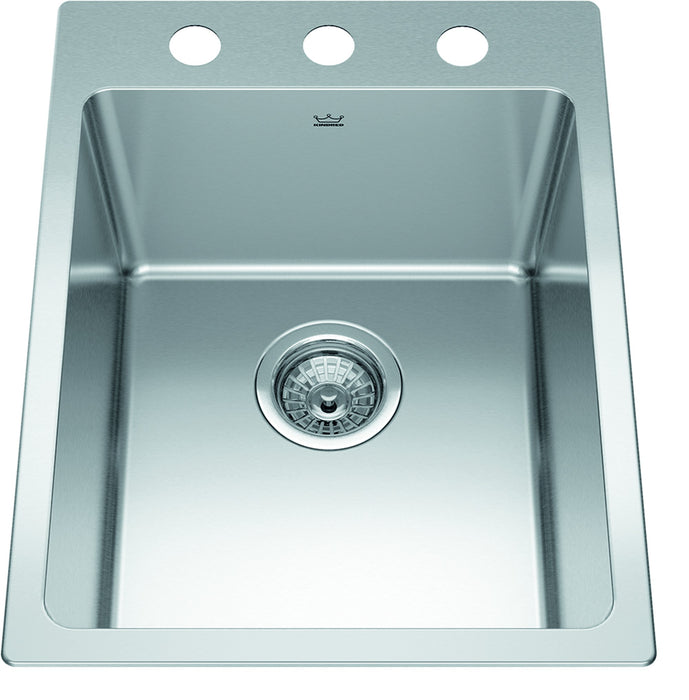 Kindred Brookmore Drop-In Single Bowl 15.9 x 20.9 in Stainless Steel Kitchen Sink