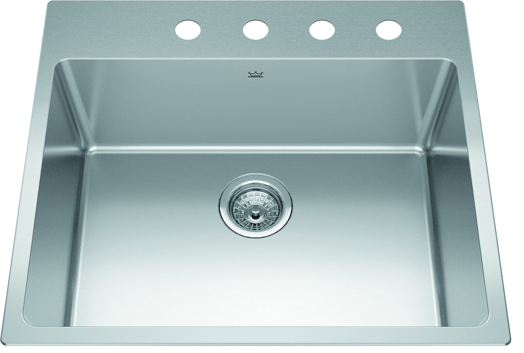 Kindred Brookmore Drop-In Single Bowl 25 x 22 in Stainless Steel Kitchen Sink