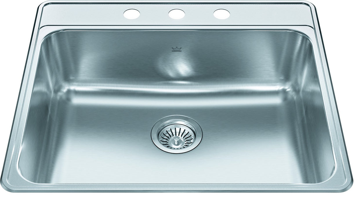 Kindred Creemore CSLA2522-8 Drop-In Single Bowl 25 x 22 in Stainless Steel Kitchen Sink