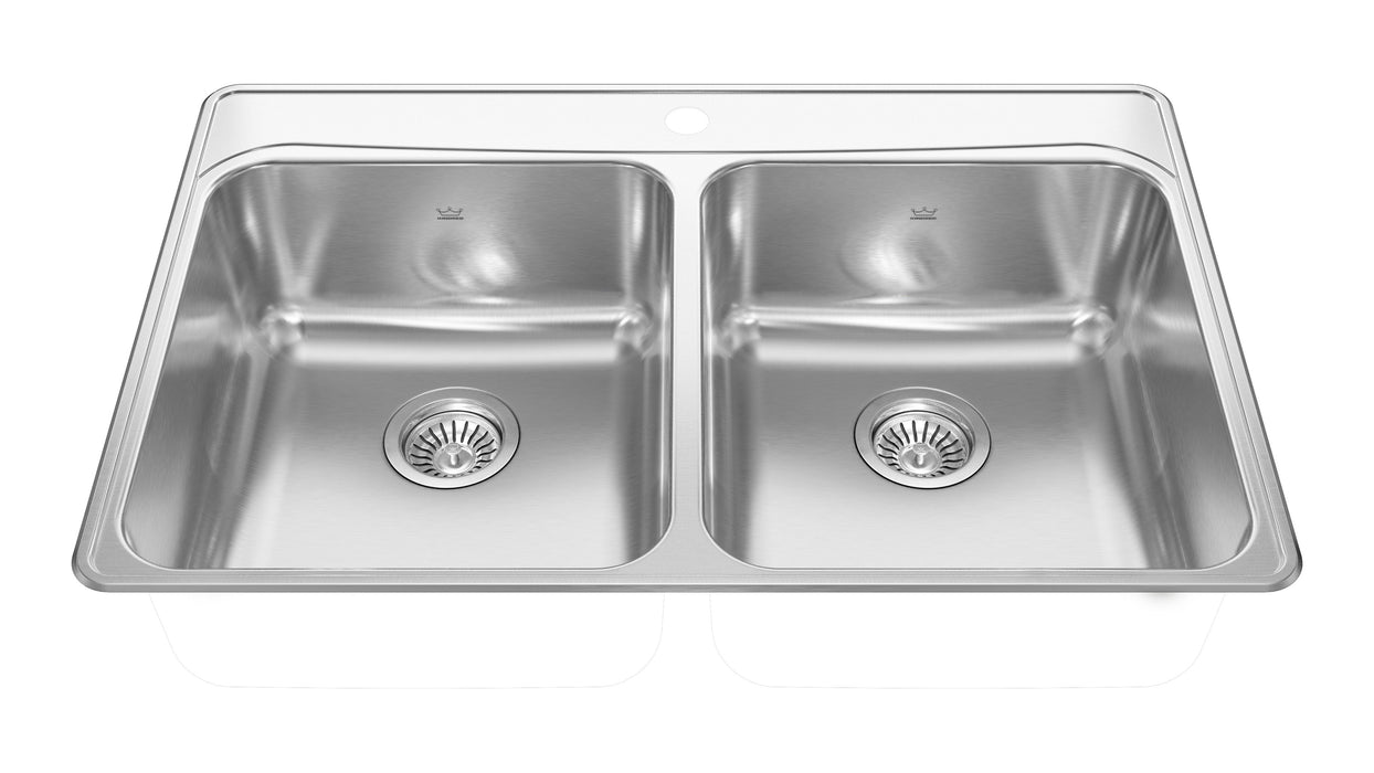 Kindred Creemore FCDLA3322-8 Drop-In Double Bowl 33 x 22 in Stainless Steel Kitchen Sink