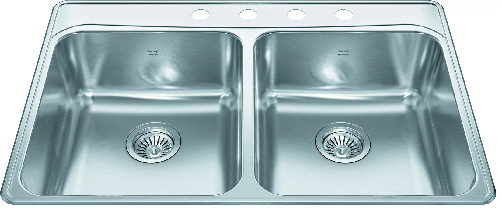 Kindred Creemore FCDLA3322-8 Drop-In Double Bowl 33 x 22 in Stainless Steel Kitchen Sink