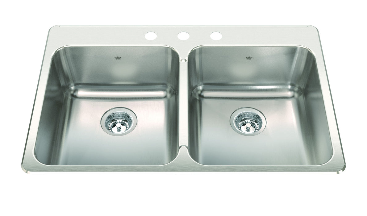 Kindred Steel Queen Drop-In Double Bowl 33.38 x 22 in Stainless Steel Kitchen Sink