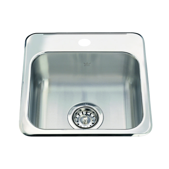 Kindred Steel Queen QSL1515-6-1N Drop-In Single Bowl 15.13 x 15.44 in Stainless Steel Kitchen Sink