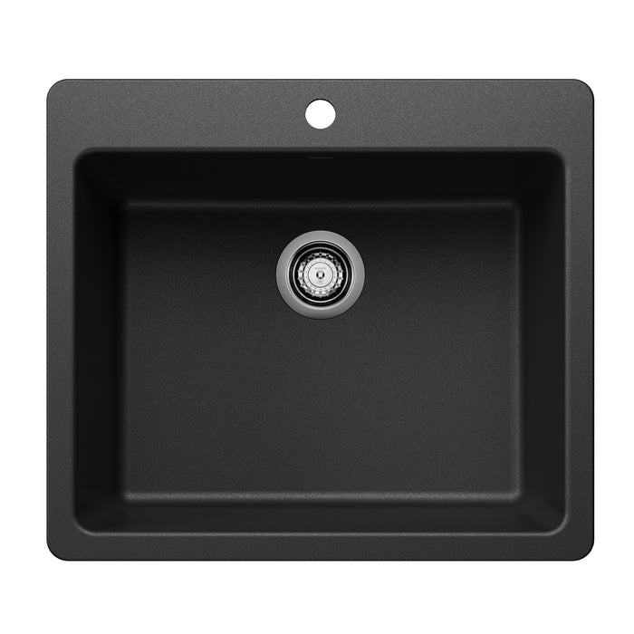 BLANCO Liven SILGRANIT 25" Single Bowl Dual Mount Kitchen Sink - Anthracite