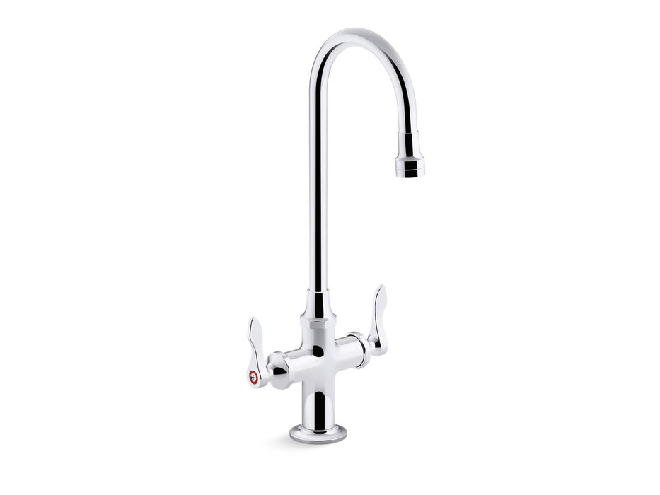 KOHLER K-100T70-4AKL Triton Bowe 1.0 gpm monoblock gooseneck bathroom sink faucet with laminar flow and lever handles,...