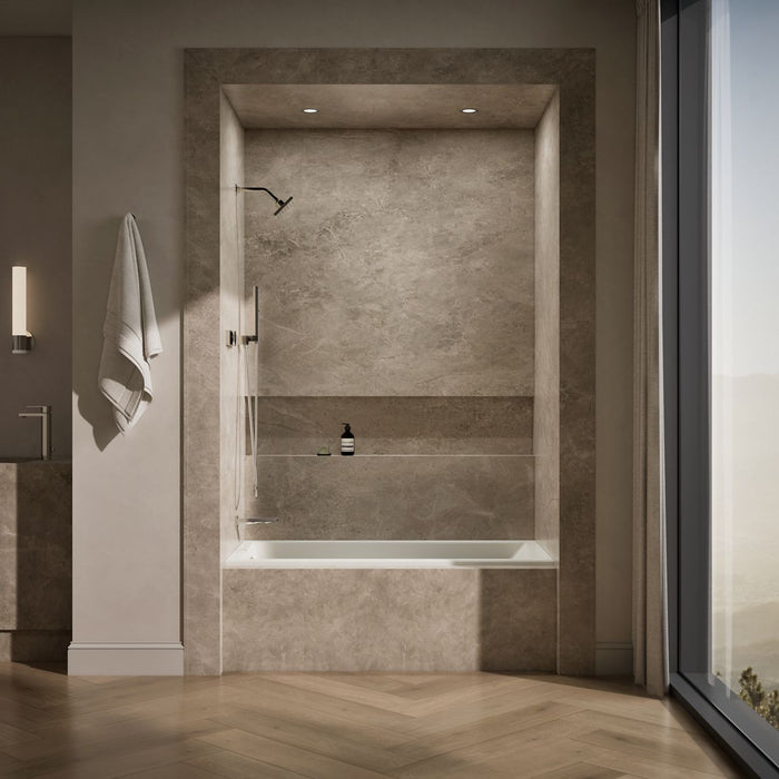 KOHLER K-1121-L Underscore 60" x 30" alcove bath, left drain, biscuit - view 4