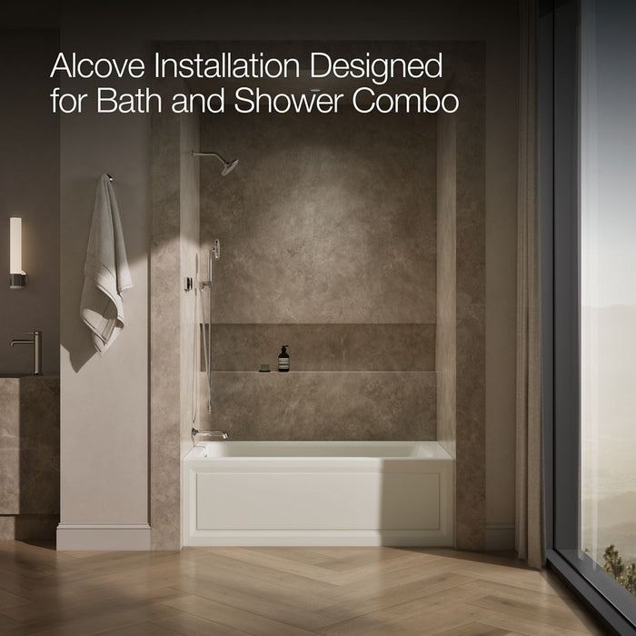 KOHLER K-1122-GHLA Archer 60" x 32" alcove Heated BubbleMassage air bath, left drain, biscuit - view 2