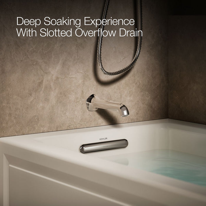 KOHLER K-1122-GHLA Archer 60" x 32" alcove Heated BubbleMassage air bath, left drain, biscuit - view 4