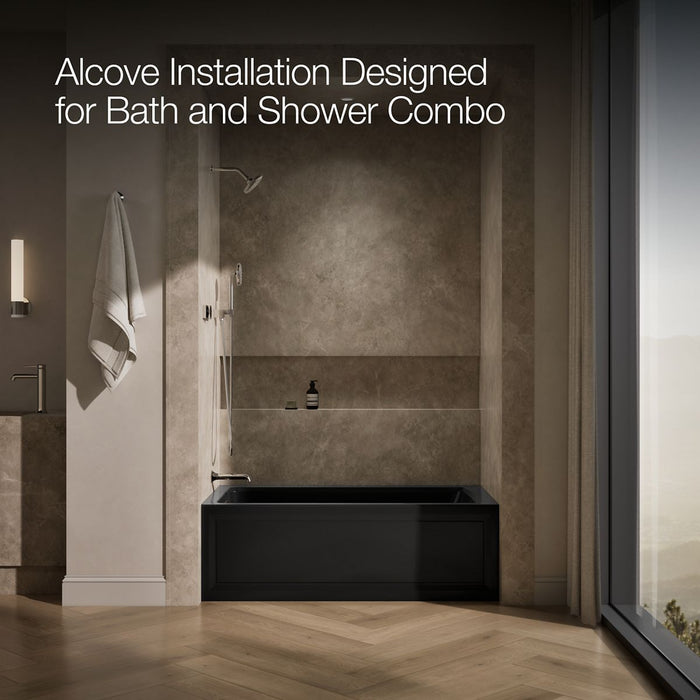KOHLER K-1122-GHLA Archer 60" x 32" alcove Heated BubbleMassage air bath, left drain, black black - view 2