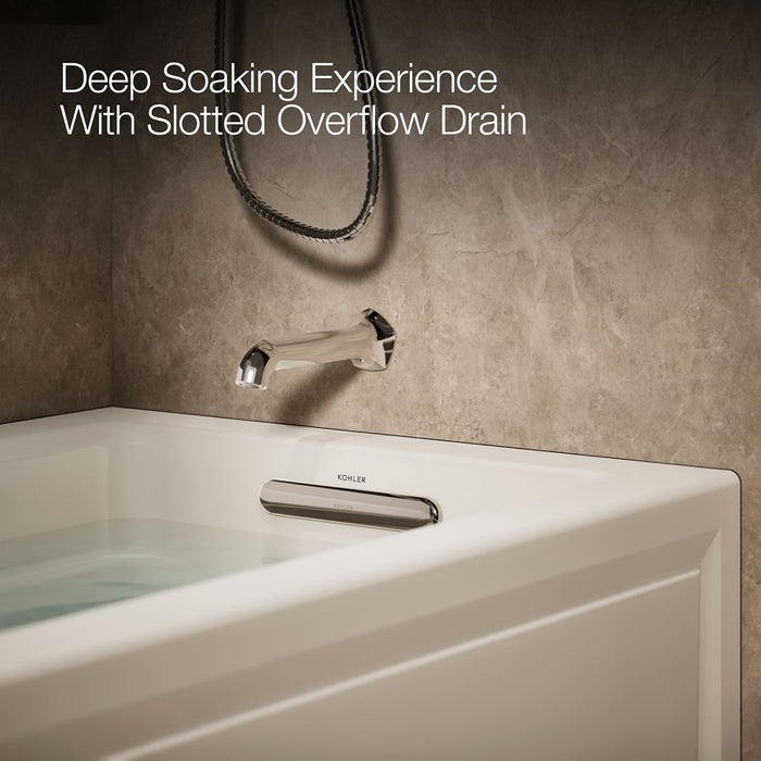 KOHLER K-1122-GHRA Archer 60" x 32" alcove Heated BubbleMassage air bath, right drain, biscuit - view 4