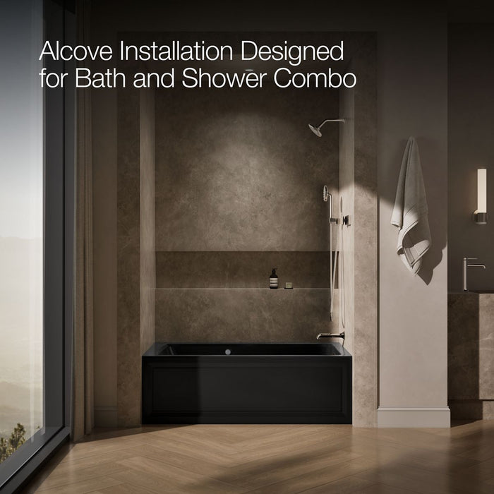 KOHLER K-1122-GHRAW Archer 60" x 32" alcove Heated BubbleMassage air bath with Bask heated surface, right drain, black...